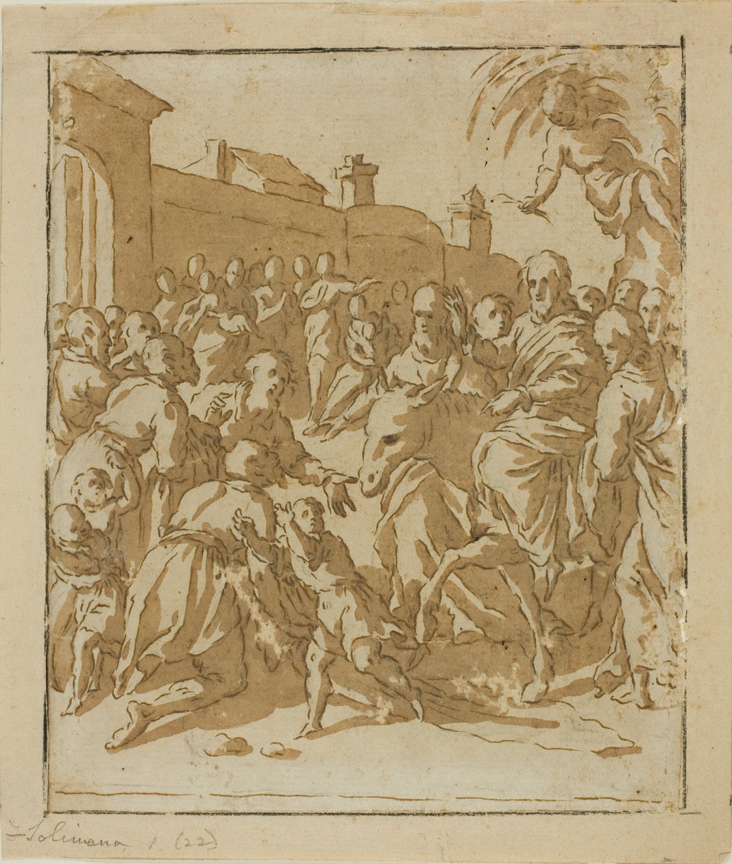 Christus betreedt Jeruzalem door Marcantonio Bassetti