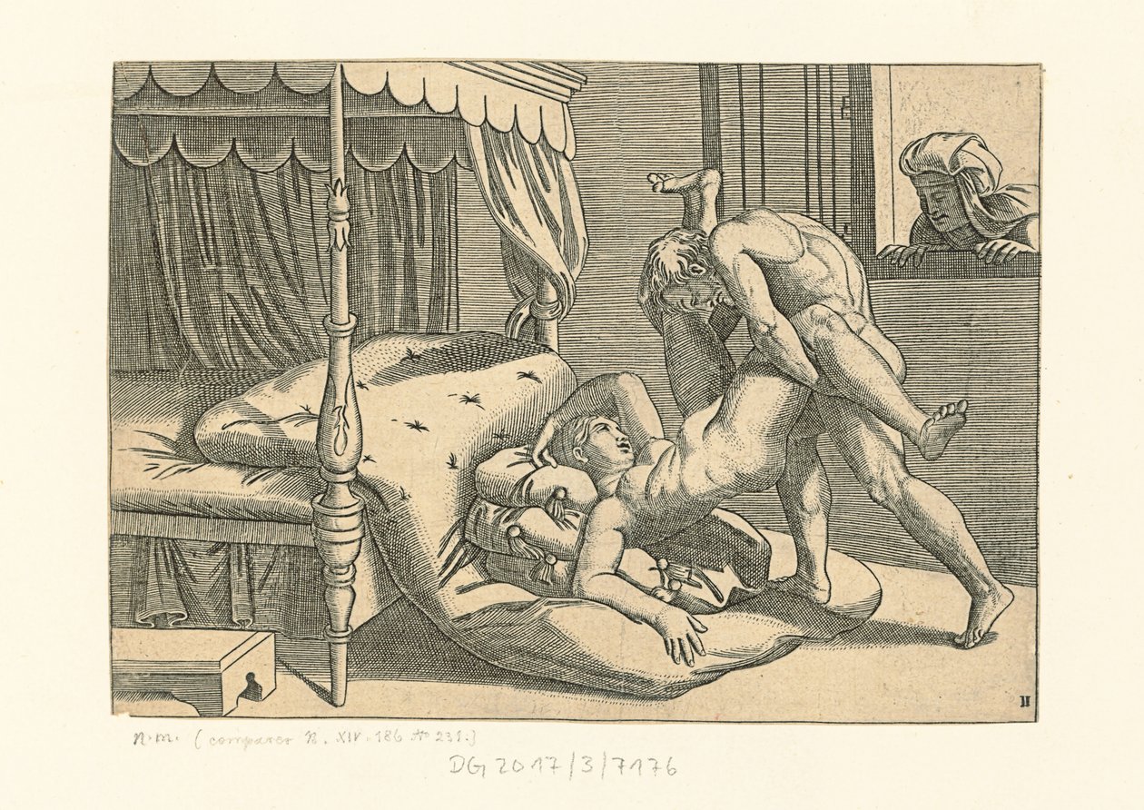 I Modi. Positie 9, 1530-1540 door Marcantonio, Raimondi