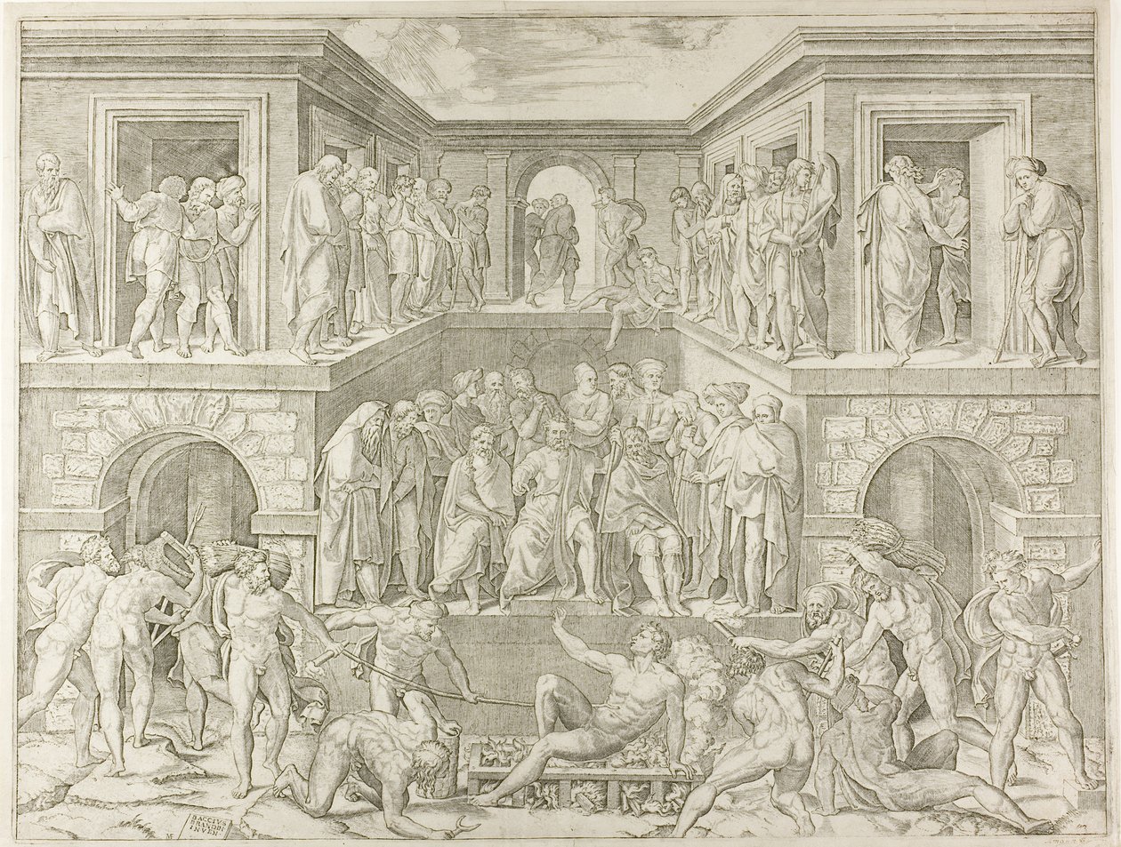 Martelaarschap van Sint Laurentius door Marcantonio Raimondi