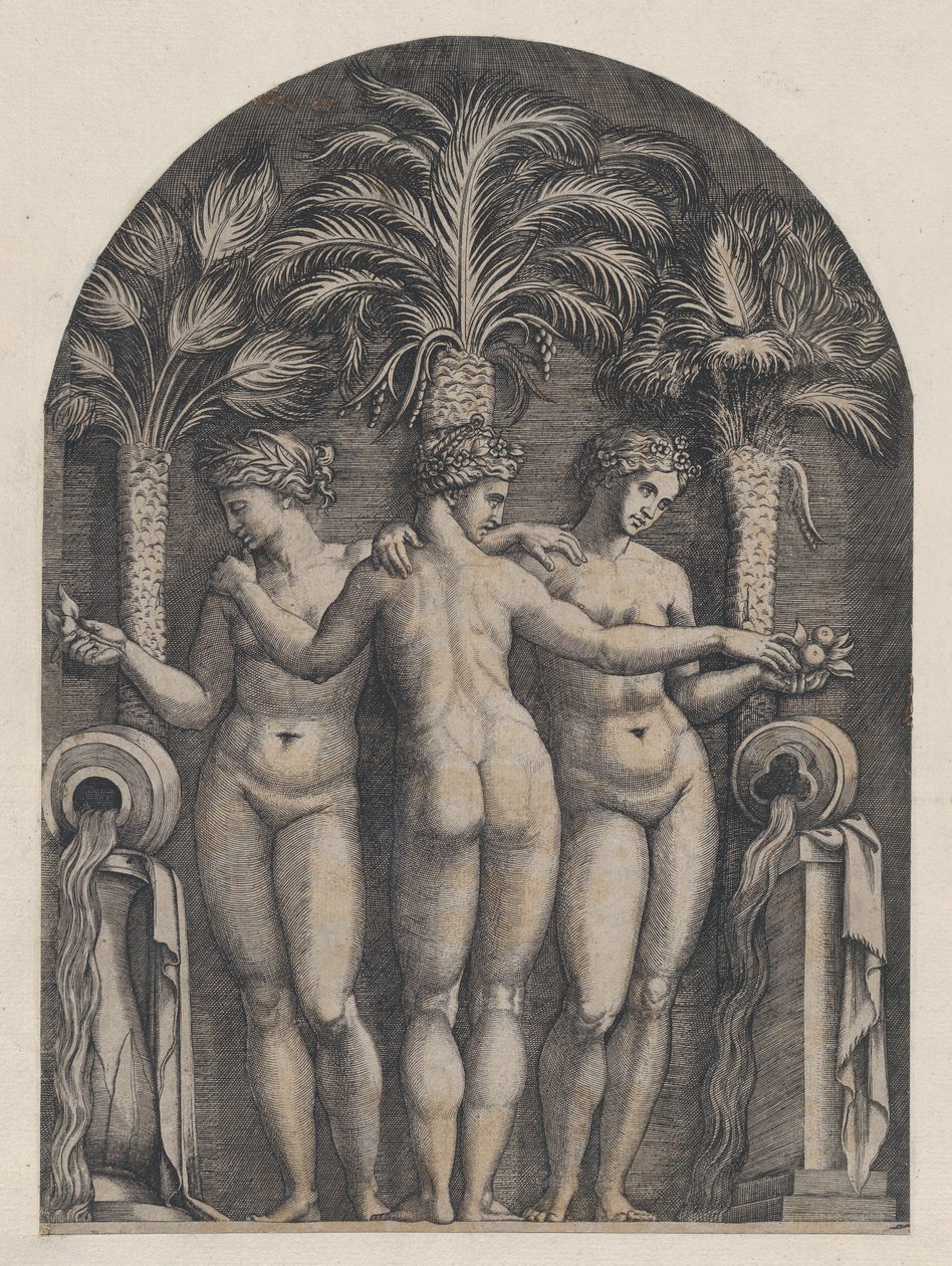 Speculum Romanae Magnificentiae: De drie gratiën door Marcantonio Raimondi