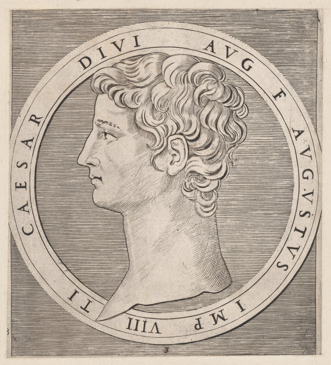 Speculum Romanae Magnificentiae: Tiberius, uit De Twaalf Caesars, ca. 1500-1534 door Marcantonio Raimondi