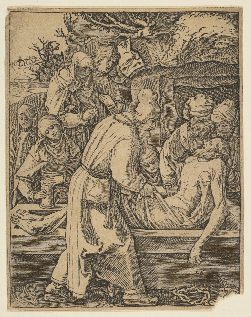 De Kruisafneming, uit De Kleine Passie kopie door Marcantonio Raimondi