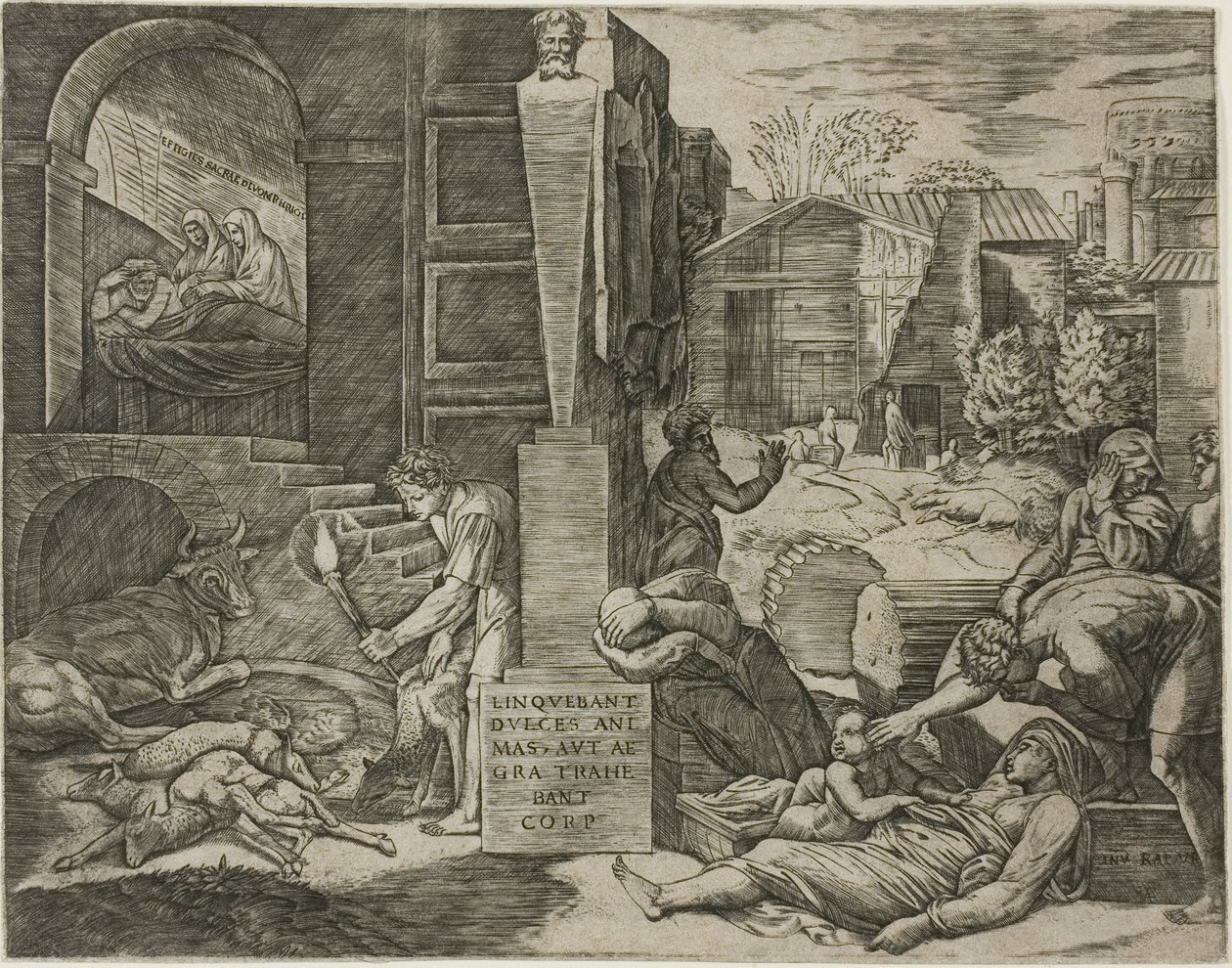 De Morbetto, of De Plaag van Phrygia door Marcantonio Raimondi