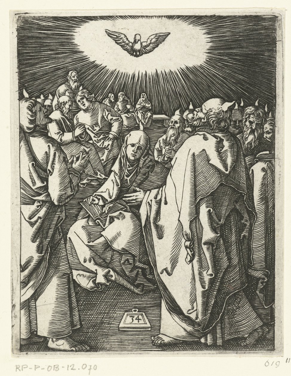 Uitstorting van de Heilige Geest (Passie van Christus) door Marcantonio Raimondi