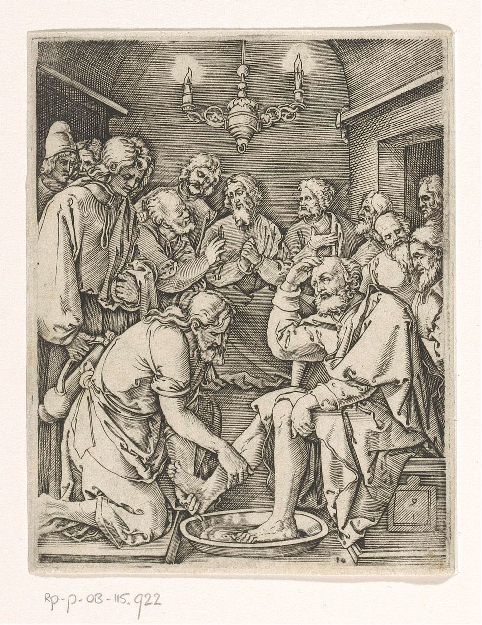 Voetwassing van Petrus (Passie van Christus) door Marcantonio Raimondi