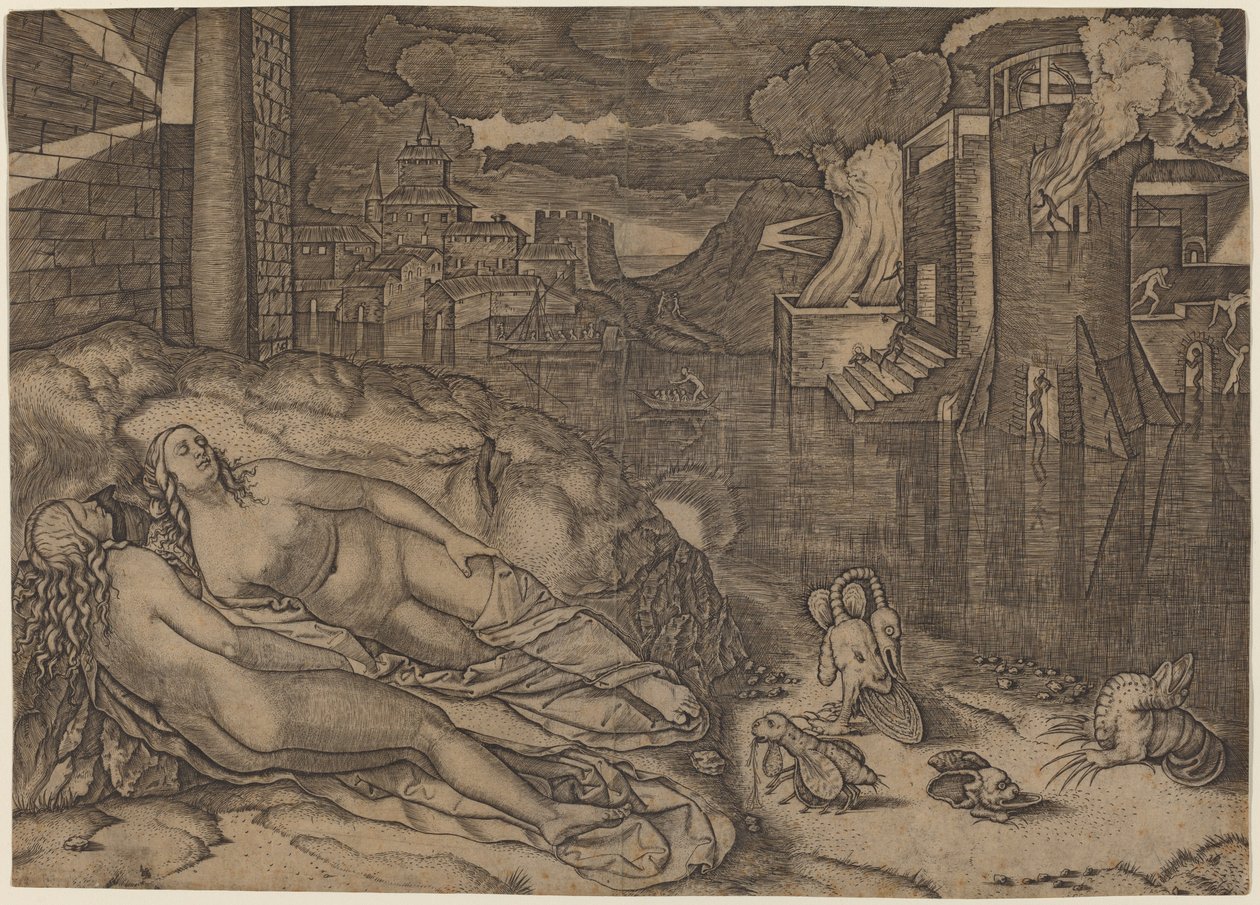 Raphaëls droom door Marcantonio Raimondi possibly after Raphael