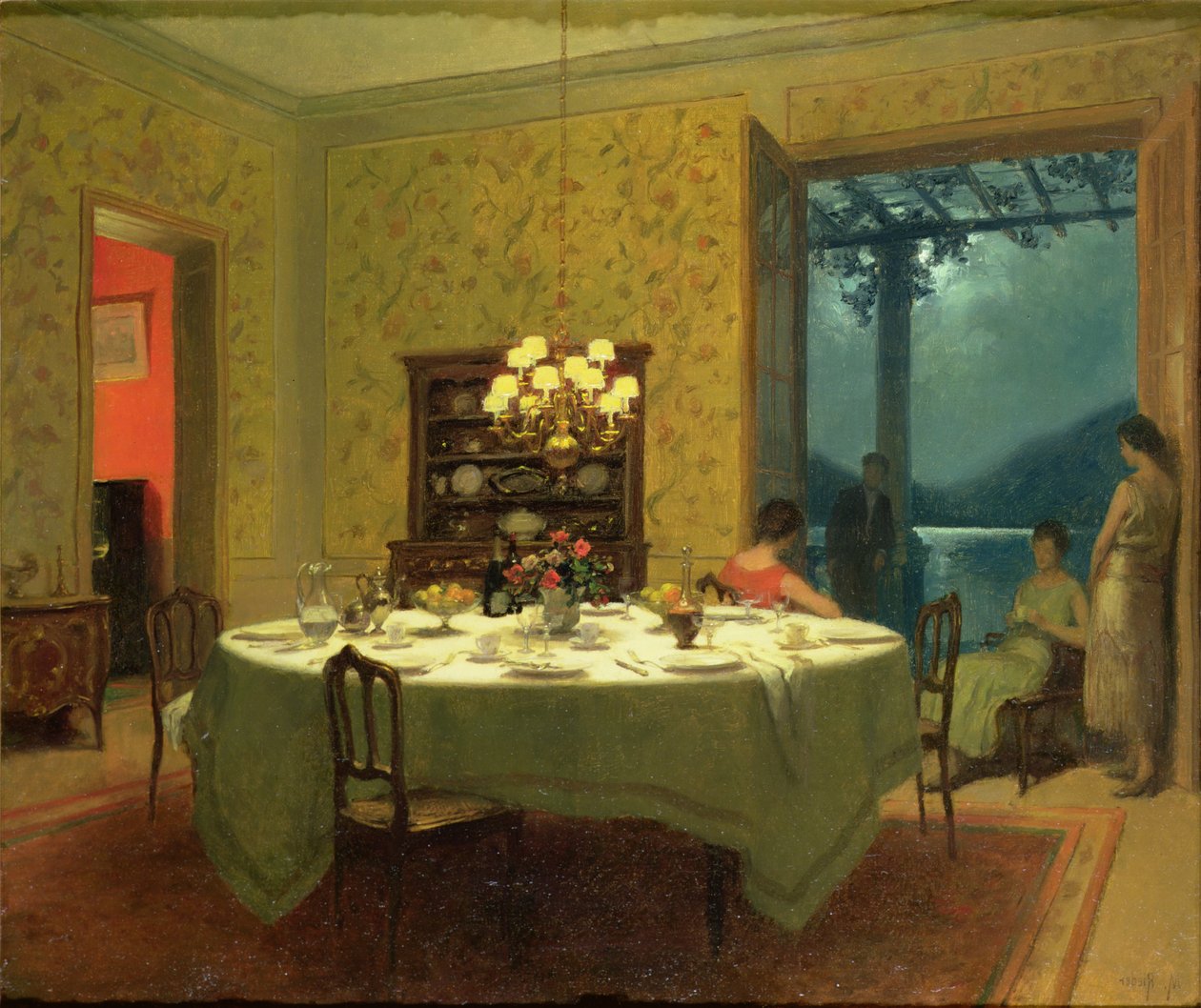 Interieur met Theetafel door Marcel Rieder