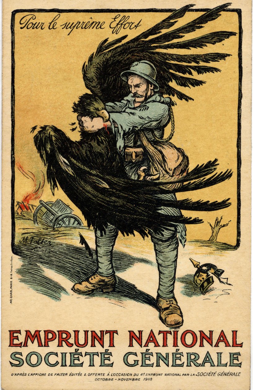 Oorlog 1914-1918. Reclameposter van de Société Générale "Nationale Leningen" (poster) door Marcel Falter