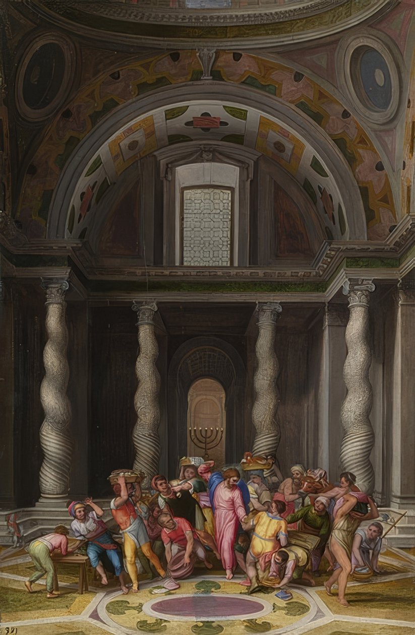 Jezus verdrijft de wisselaars uit de tempel door Marcello Venusti