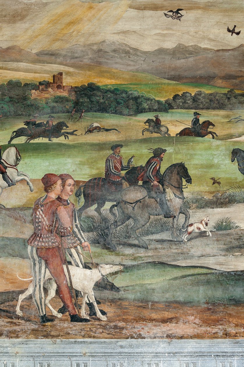 Jachtscène (detail) door Marcello or Romani Girolamo (Romanino) (c.1485 c.1566) (attr.to) Fogolino
