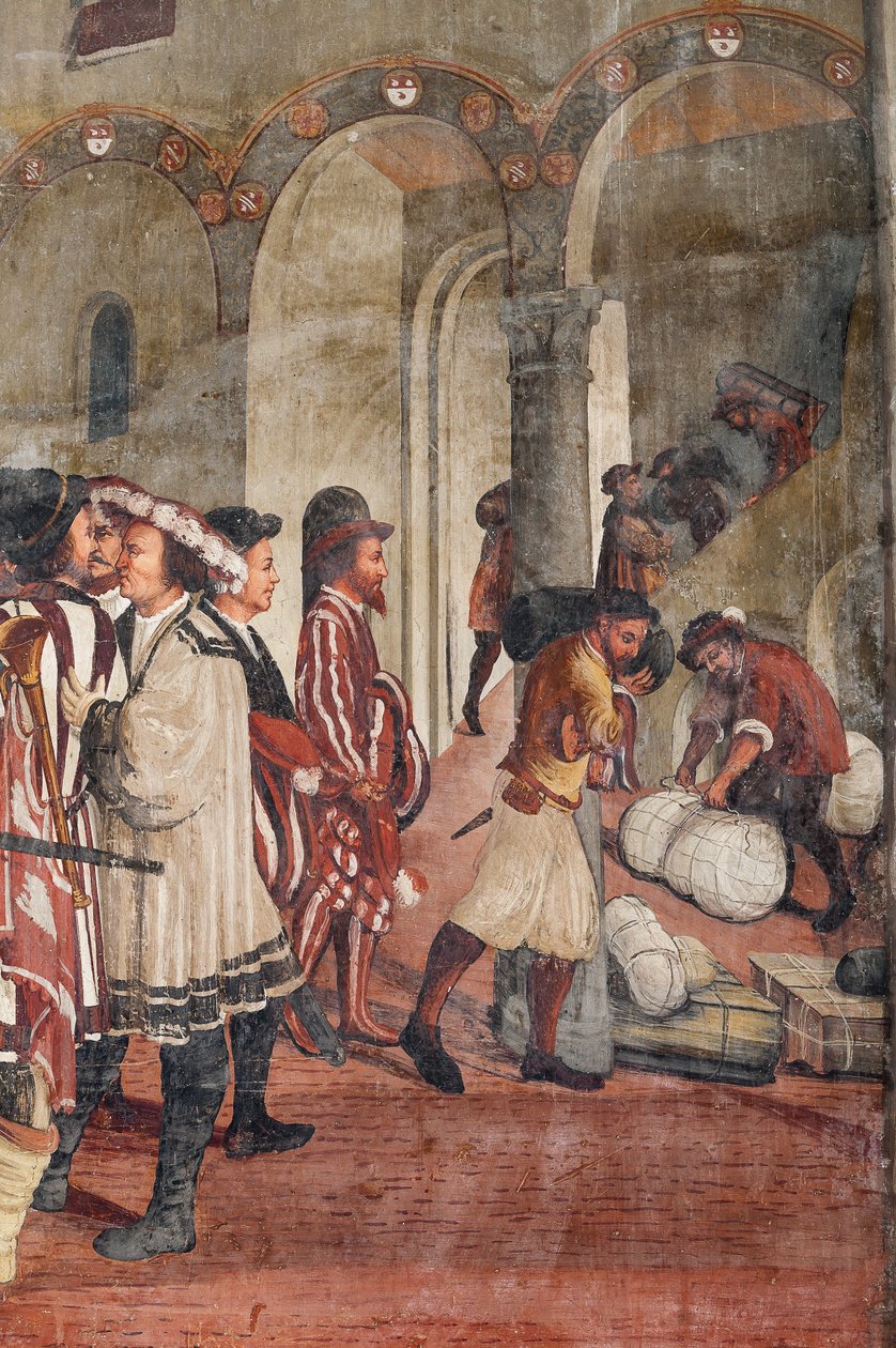 Jachtscène (detail) door Marcello or Romani Girolamo (Romanino) (c.1485 c.1566) (attr.to) Fogolino
