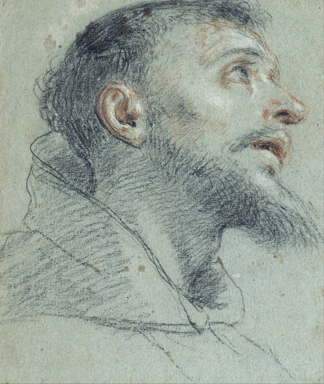 Studie van het hoofd van Sint Franciscus door Marco Benefial