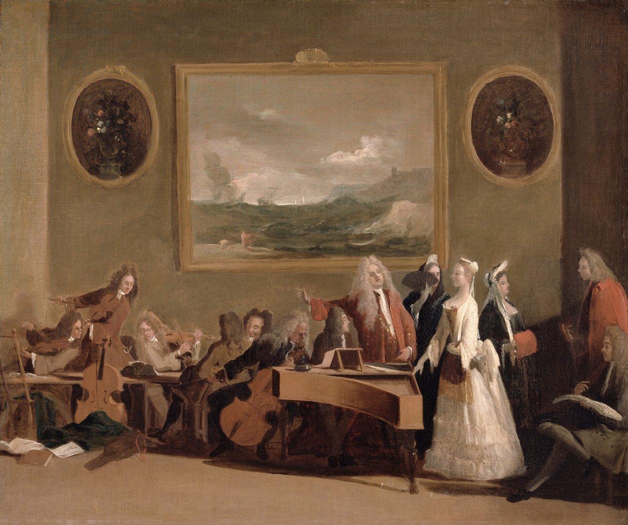 Repetitie van een Opera, ca. 1709 door Marco Ricci