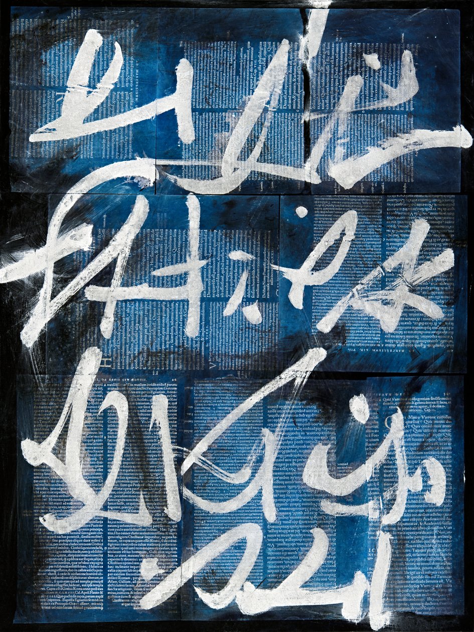 Texto #15, 2020 (collage, gemengde techniek op doek) door Marco Campedelli