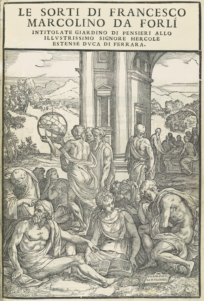 Le Sorti...intitolate giardino di pensieri, oktober 1540 door Marco Dente