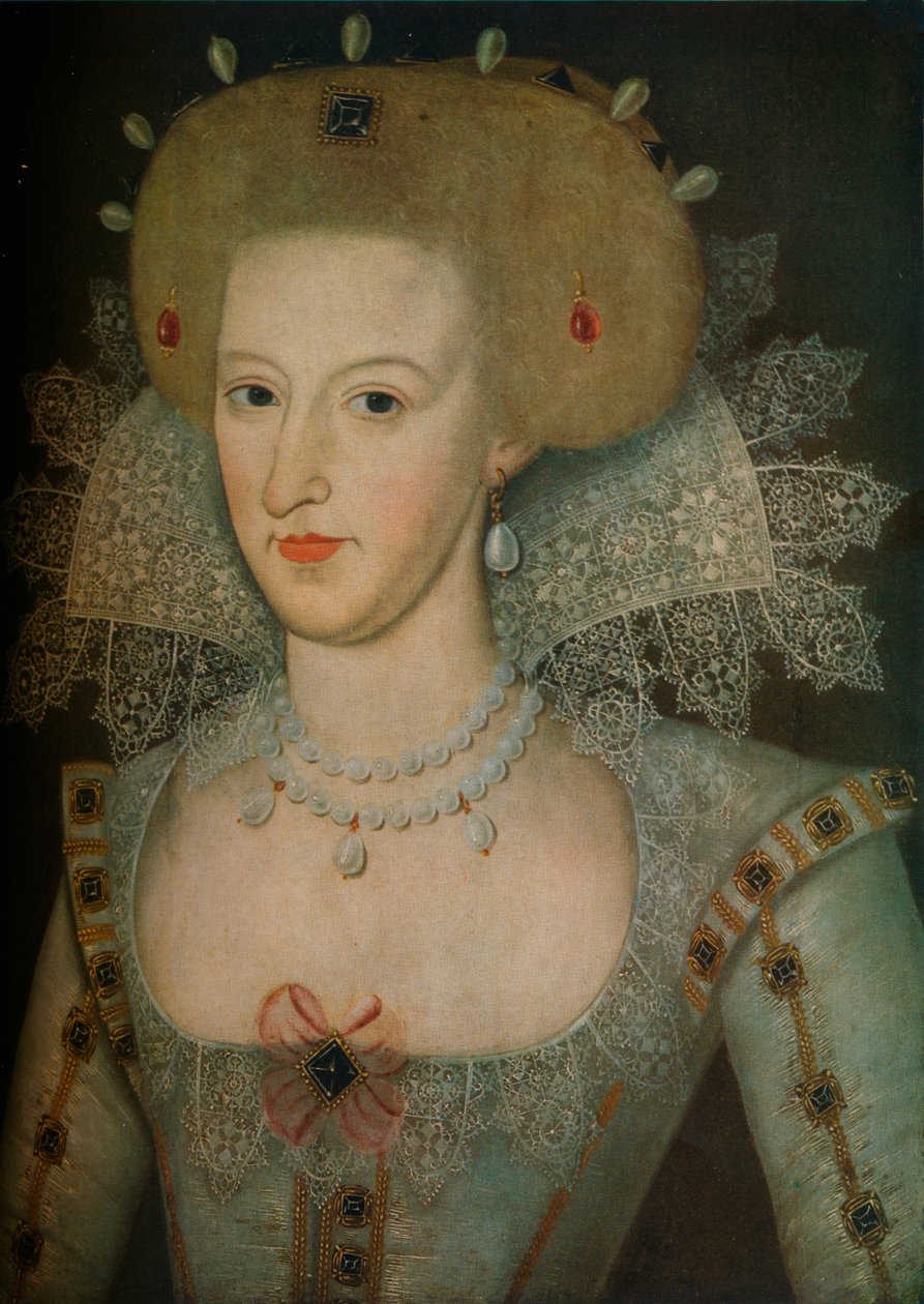 Anna van Denemarken 1574-1619, koningin-gemalin van Koning James I, 17e eeuw door Marcus Garret Gheeraerts the Younger