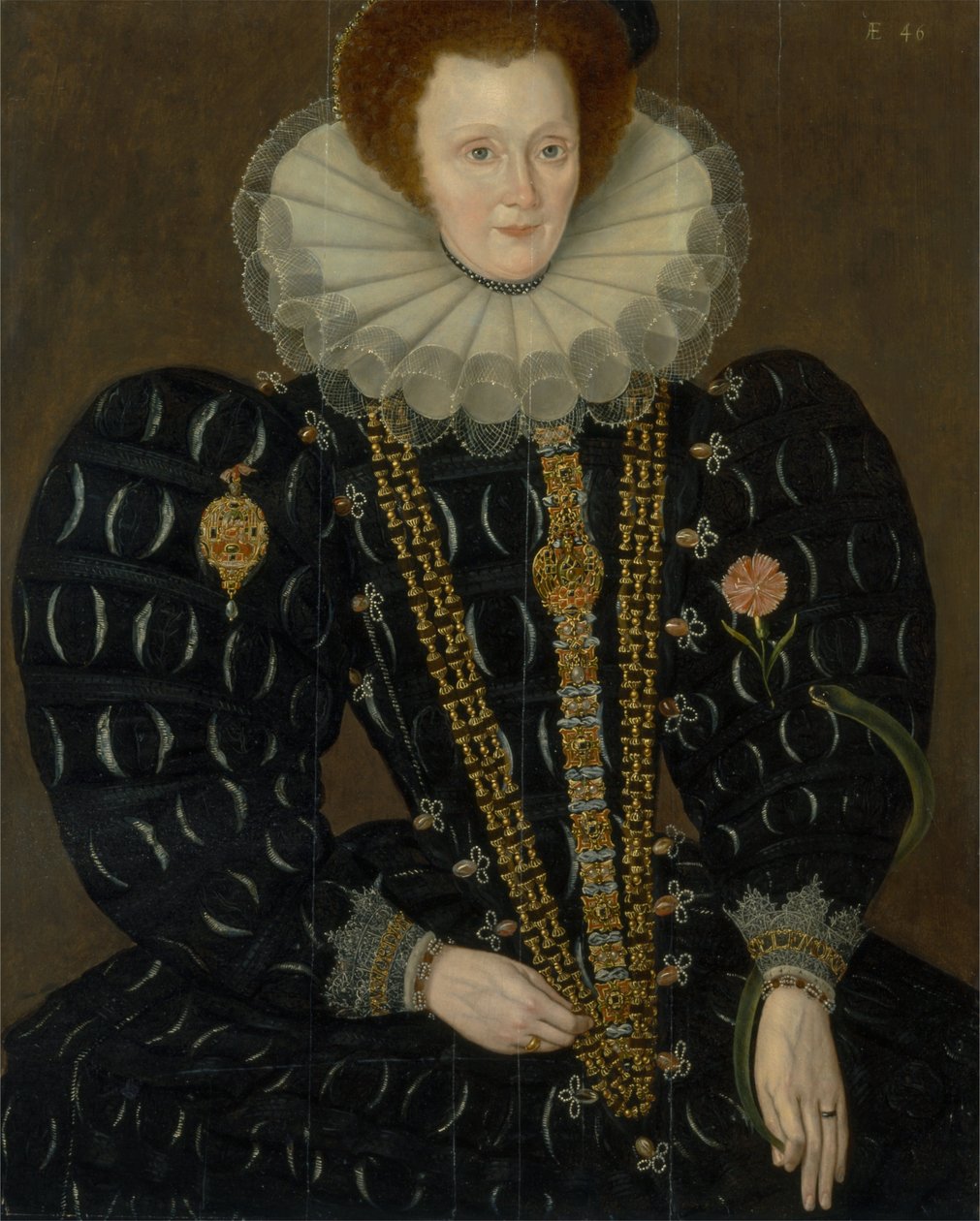 Een vrouw genaamd Lady Elizabeth Knightley door Marcus Gheeraerts the Younger