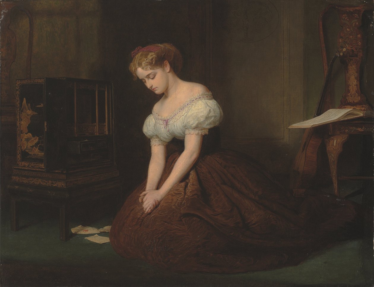 De Oude Brieven "Ik zocht naar dat wat niet is, noch kan zijn, enz." - Christina Rossetti door Marcus Stone