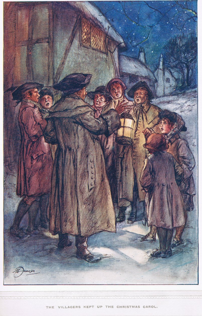 De dorpelingen zongen het kerstlied, illustratie uit 
