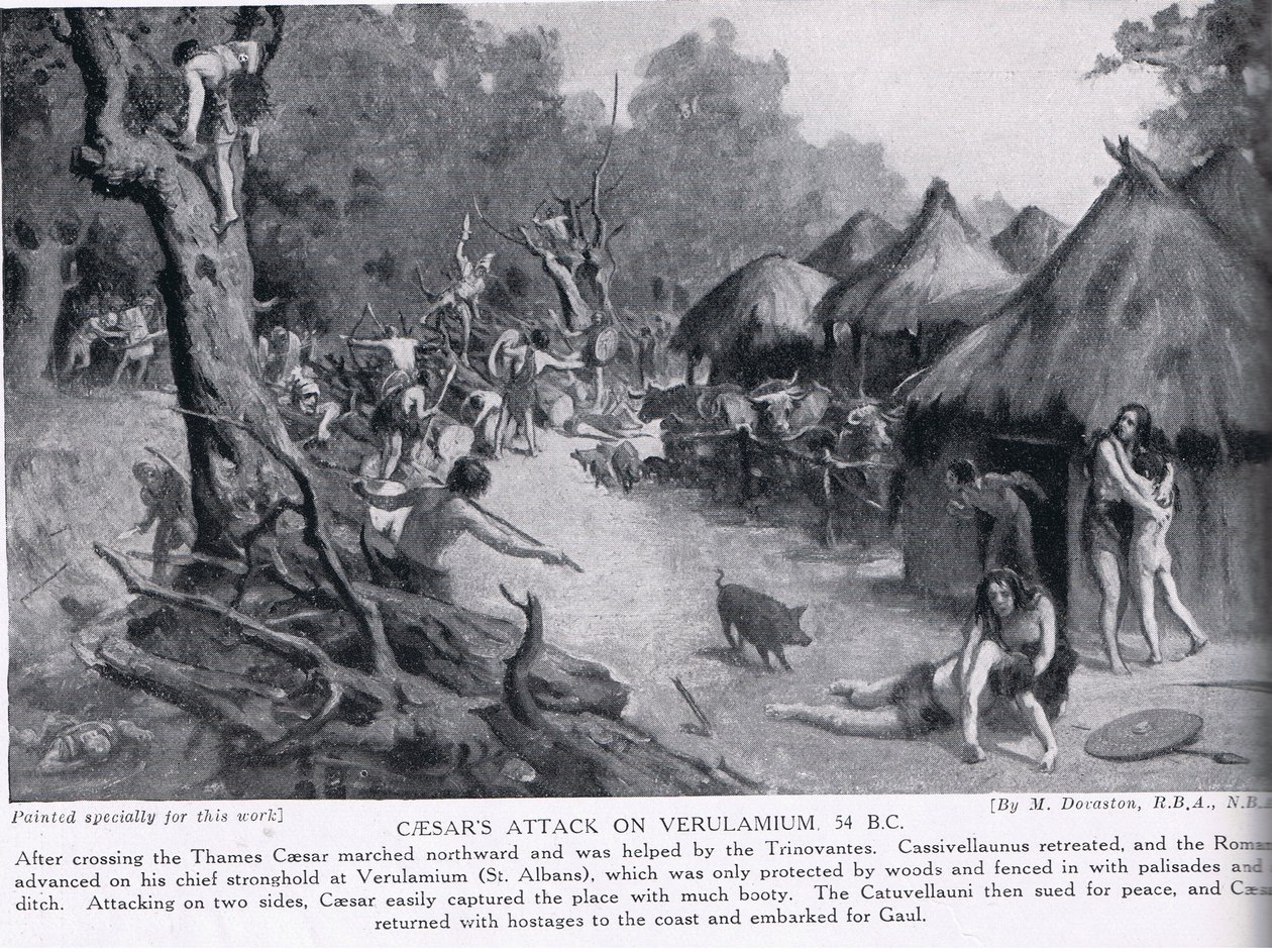 Caesars aanval op Verulamium, illustratie uit 