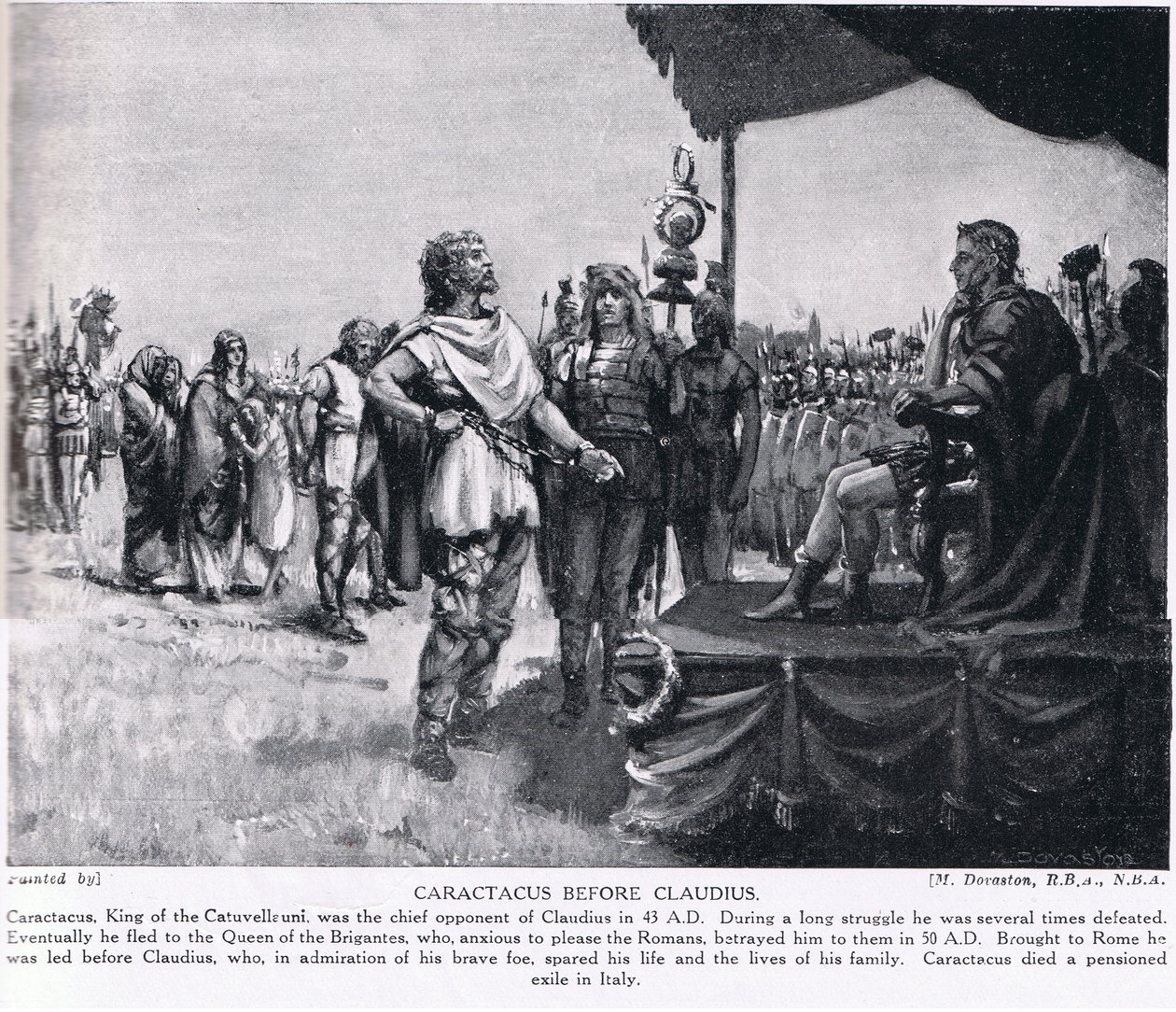 Caractacus voor Claudius, illustratie uit 