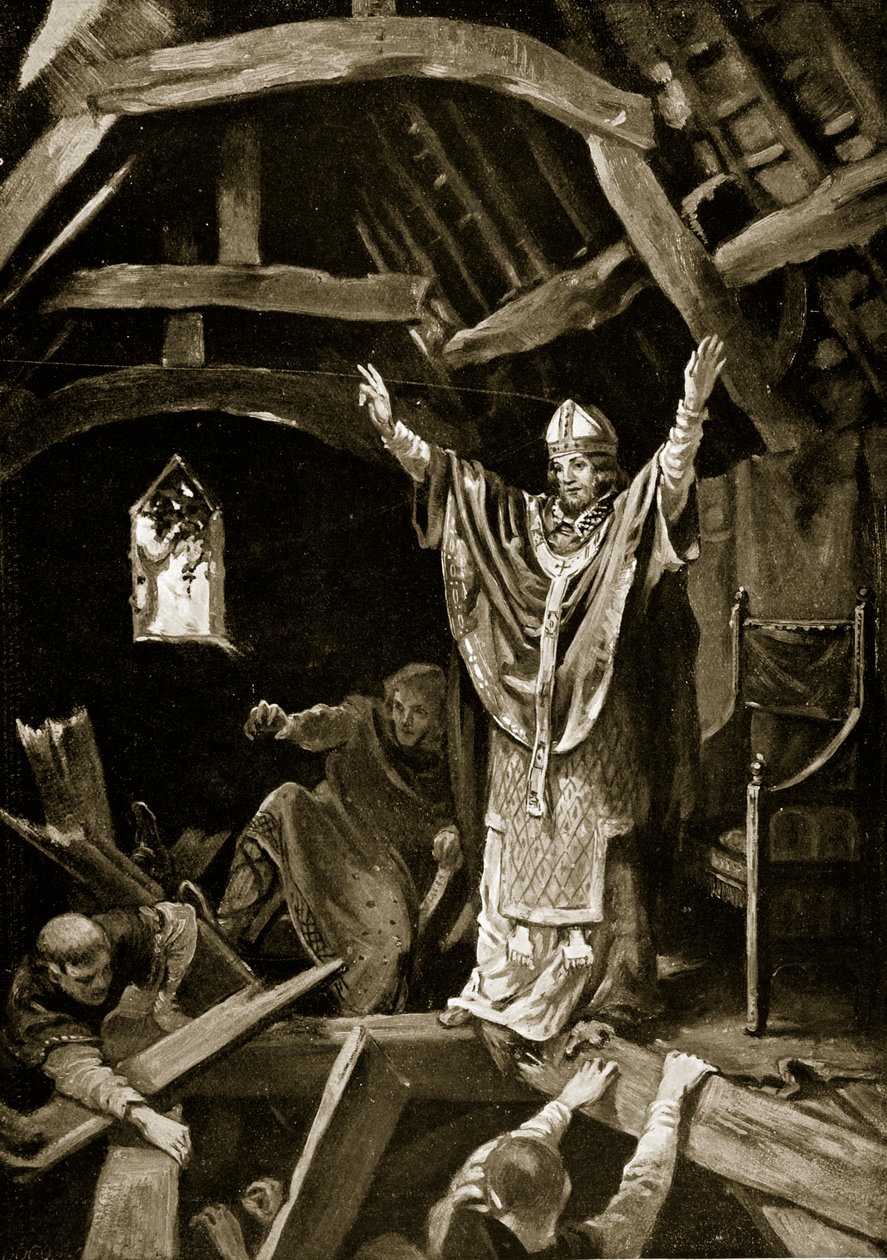 Instorting van de vloer in Calne, 978, illustratie uit 