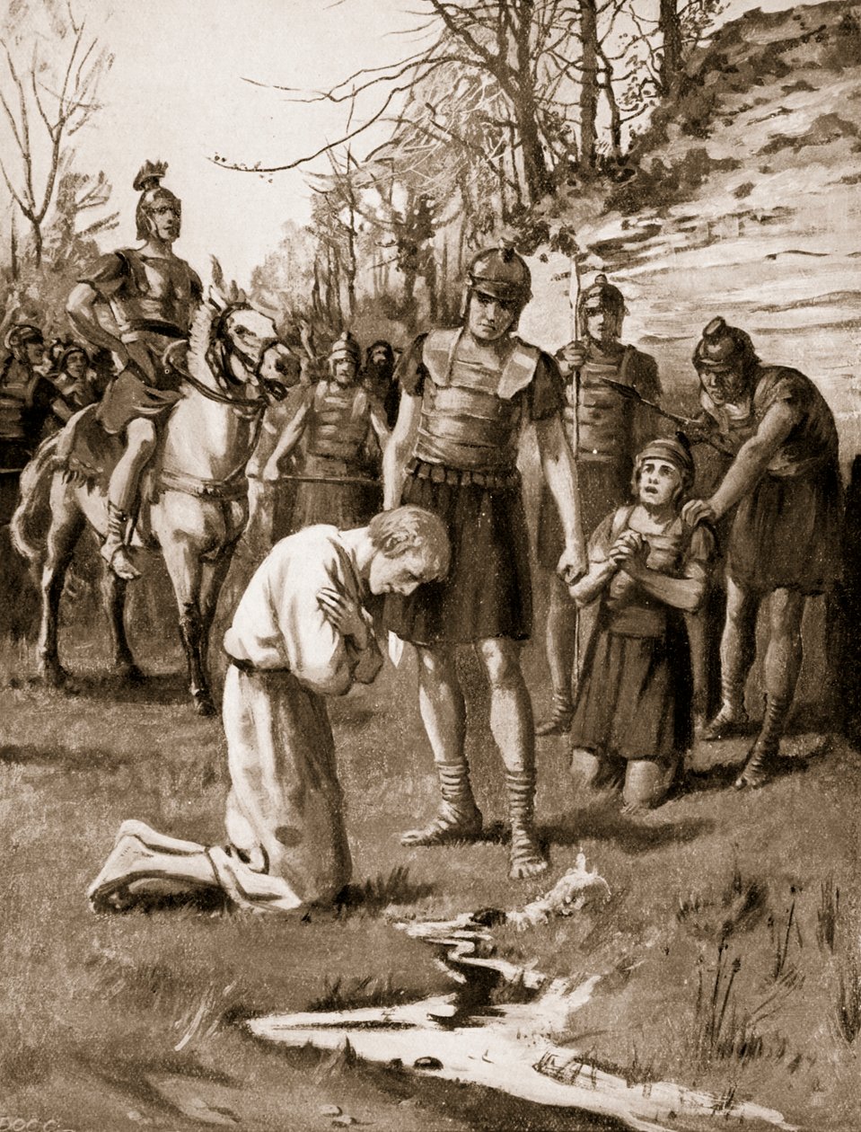 Het martelaarschap van St. Alban, c.303, illustratie uit 