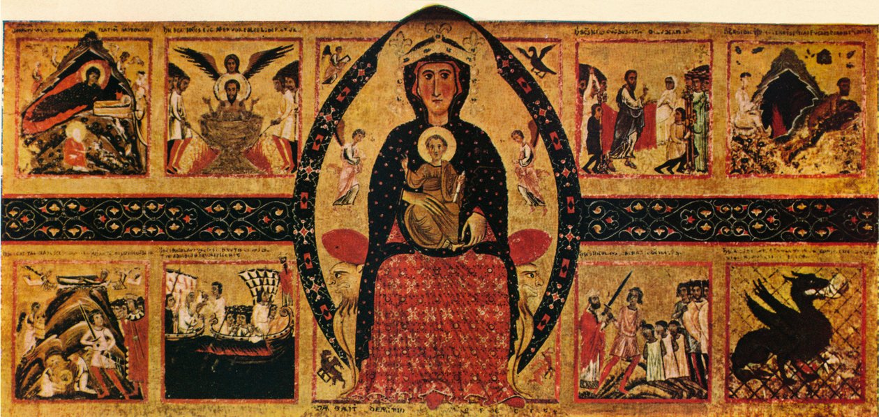De Maagd en het Kind op de Troon, met verhalende scènes, ca. 1263, 1911 door Margarito d