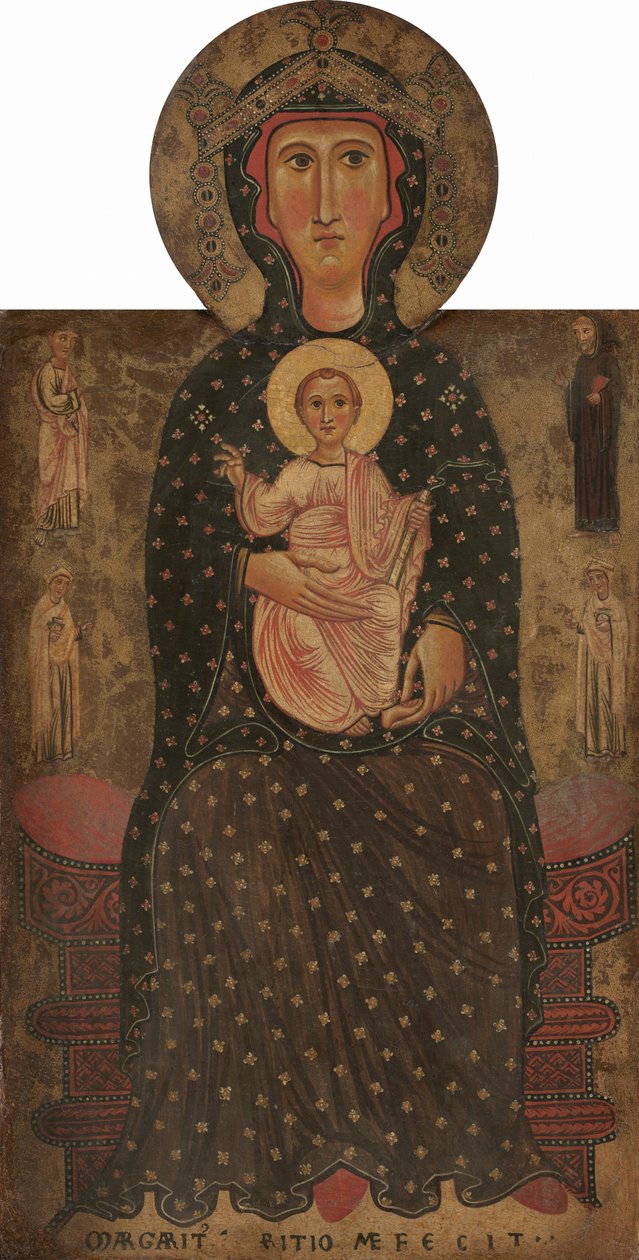 Madonna en kind met vier heiligen, ca.1240-1245 (tempera op paneel) door Margaritone d