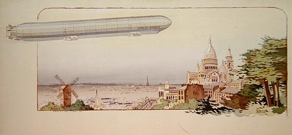 De Spiess Zodiac Luchtschip, uitgegeven door Mabileau, Parijs door Marguerite (fl.1909 14) Montaut