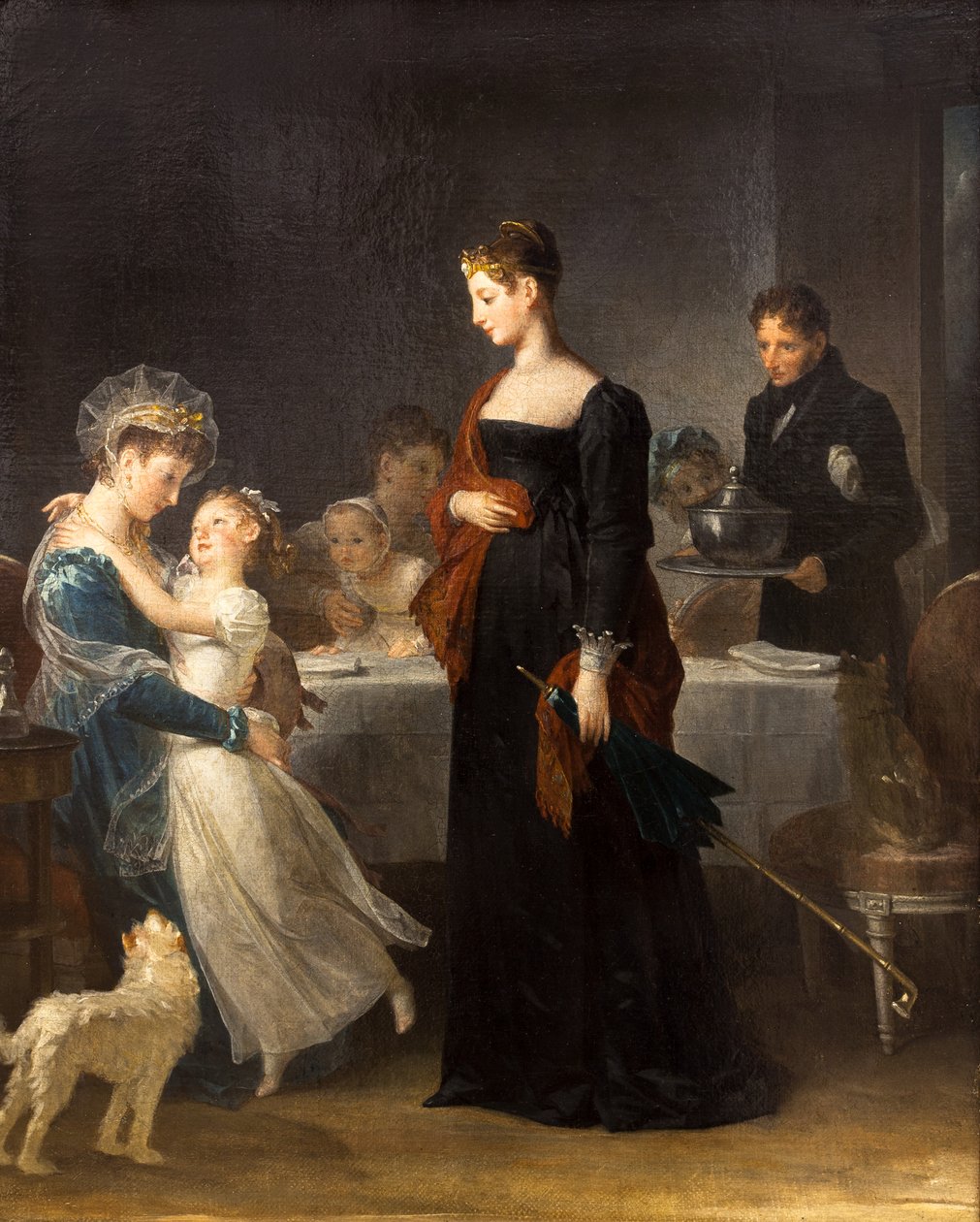 Het bezoek,1810 (olieverf op doek) door Marguerite Gerard