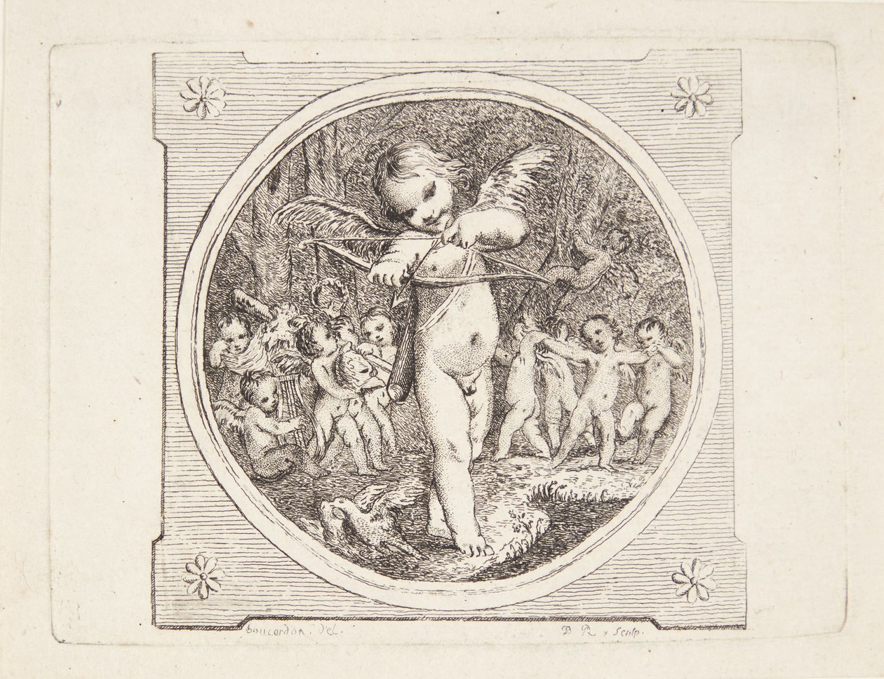 Amor met boog en pijl door Marguerite Louise De Lorme du Ronseray