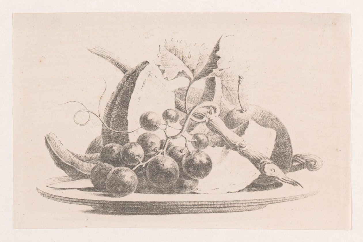 Vruchten op een bord door Maria Geertruida de Goeje Barbiers (attributed to)