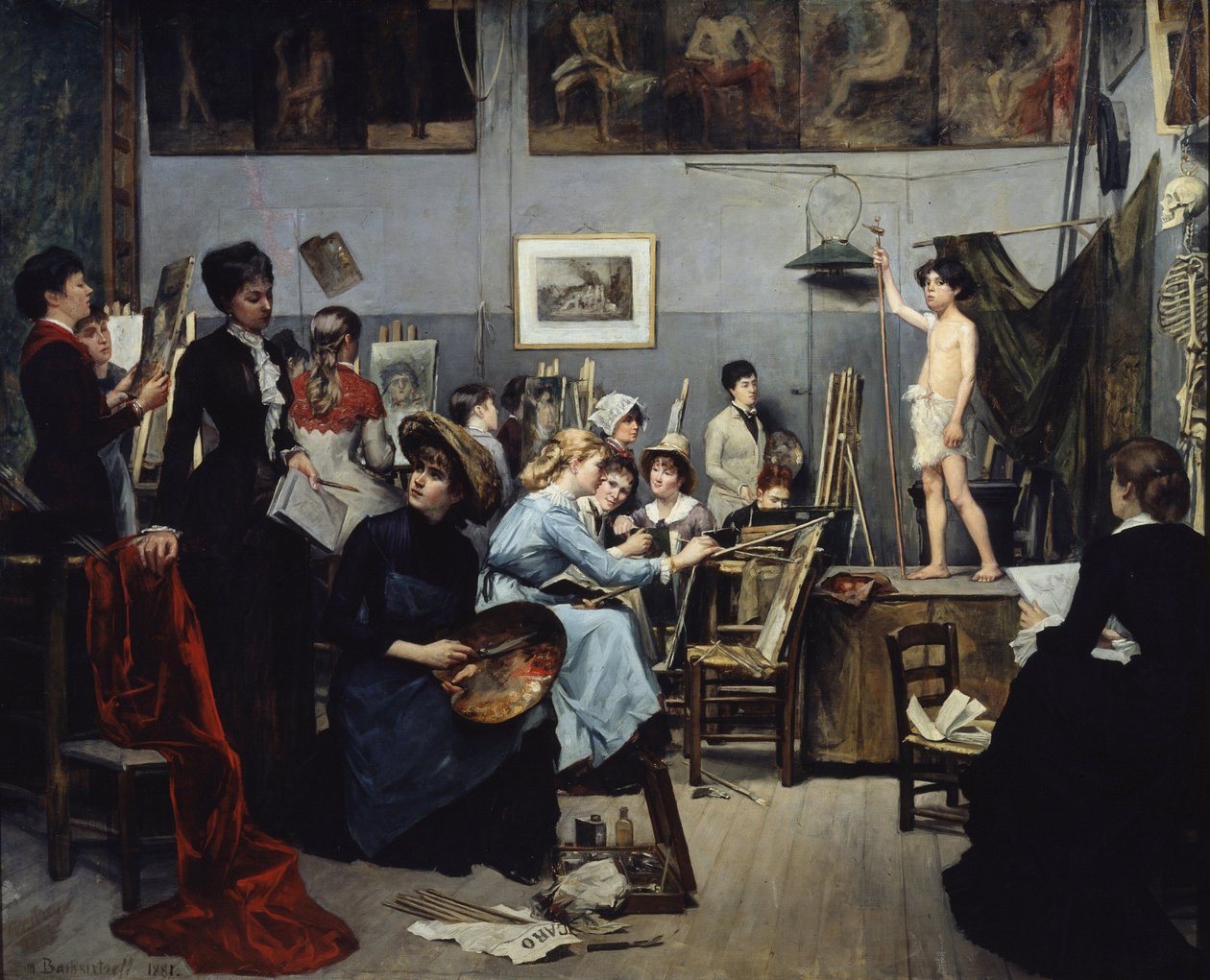 Het Atelier van Academie Julian door Maria Konstantinova Bashkirtseva
