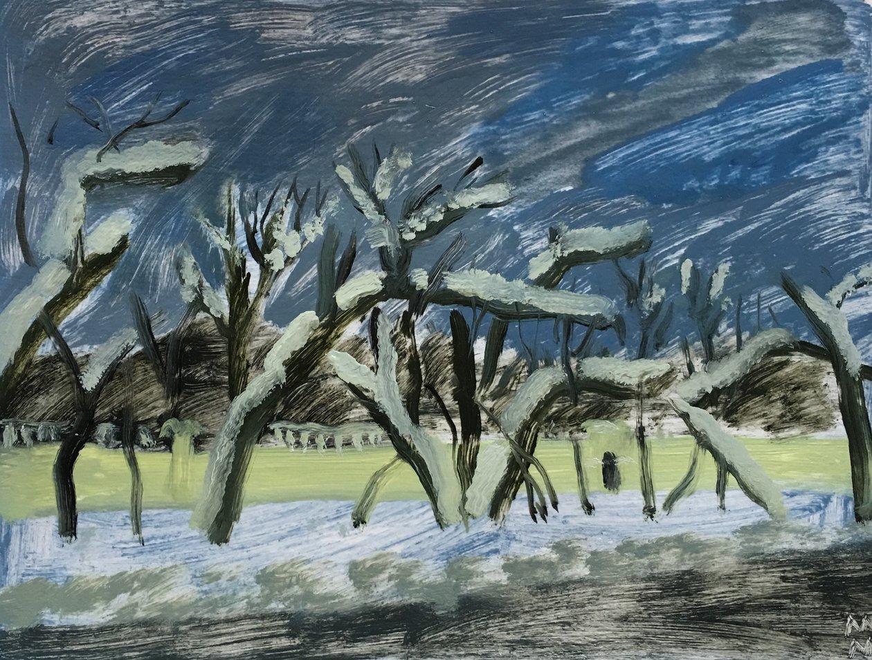 Russische winter, 2019 (olieverf op papier) door Maria Magenta