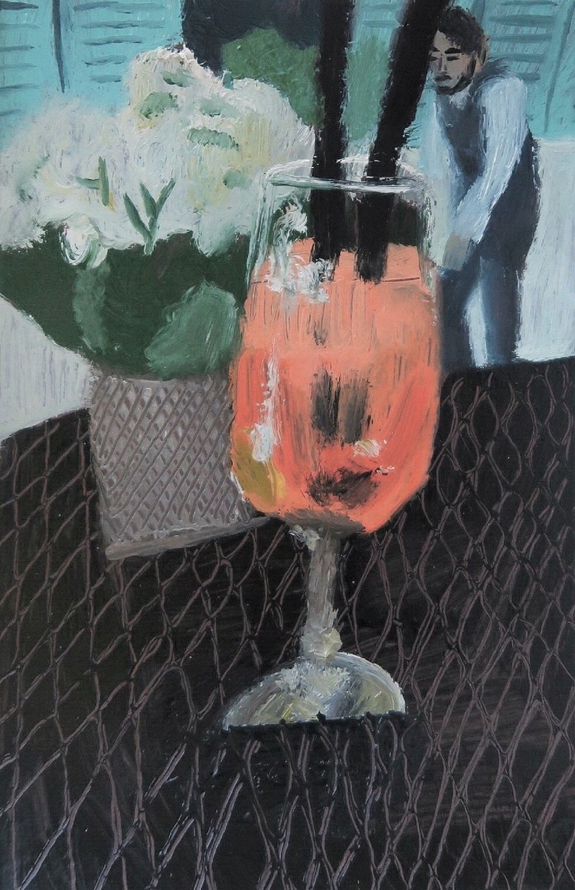 Stilleven met Aperol in Rome, 2019 (olieverf op papier) door Maria Magenta
