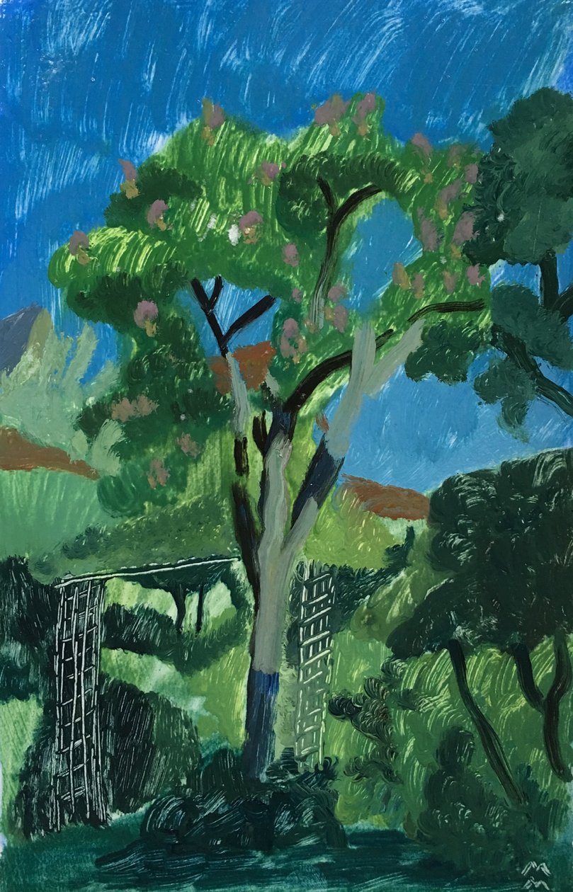 Turks landschap met boom, 2019 (olieverf op papier) door Maria Magenta