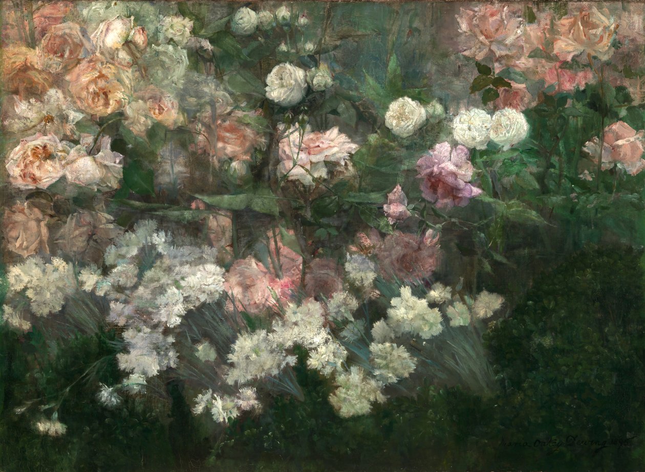 Tuin in mei, 1895 door Maria Oakey Dewing