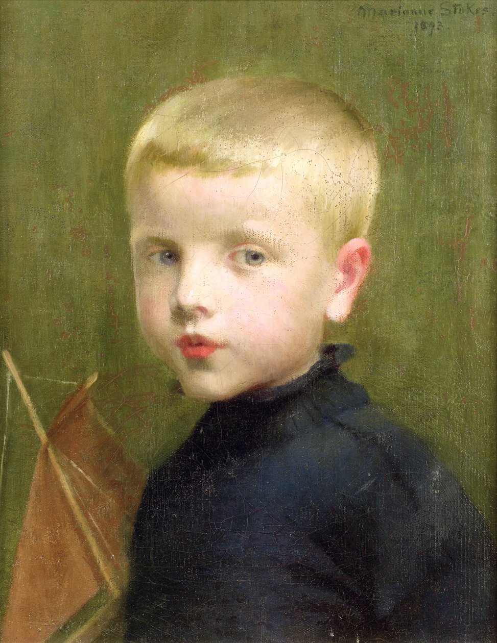 Portret van een Jongen met een Model Zeilboot, 1893 door Marianne Stokes