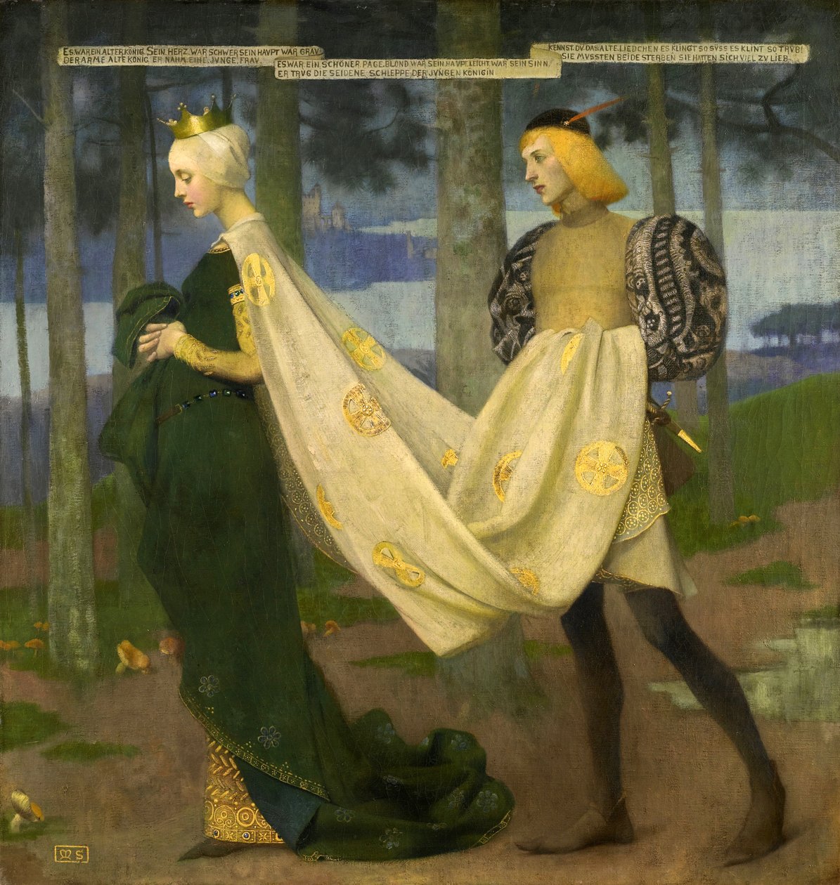 De koningin en de page ("Er was eens een koning" door Heinrich Heine) door Marianne Stokes