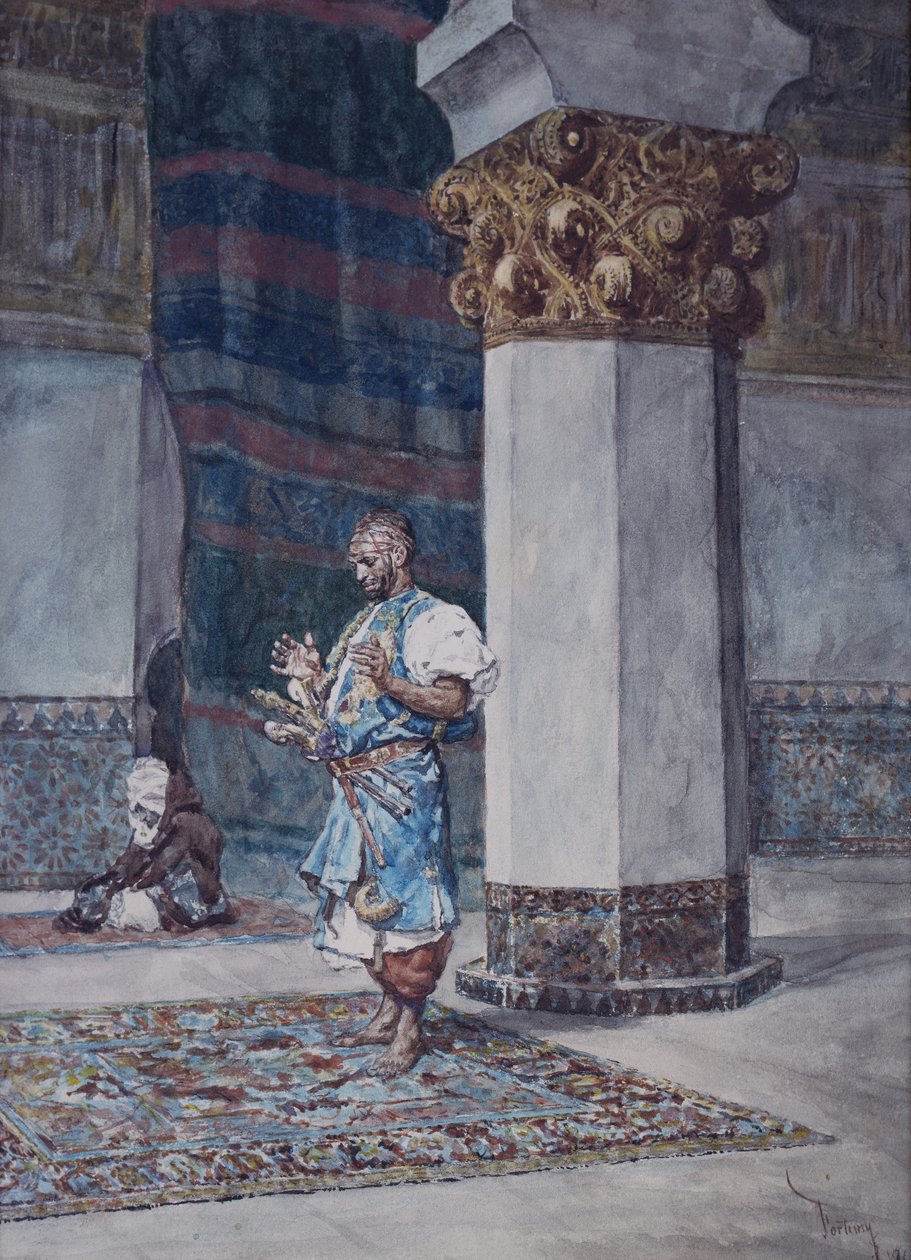 Een koopman die bidt in een moskee door Mariano Fortuny y Marsal