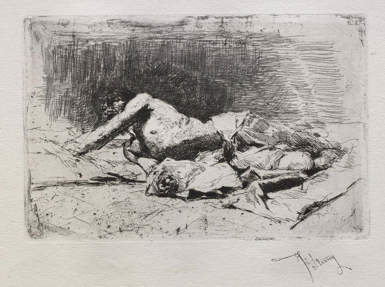 Man die over de grond rolt door Mariano Fortuny y Marsal