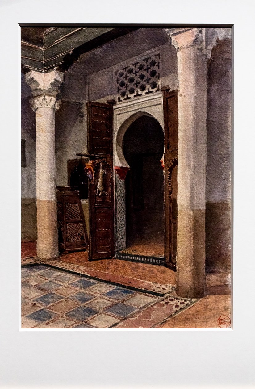 Moorse binnenplaats hoek, circa 1870-71 (aquarel op papier) door Mariano Fortuny