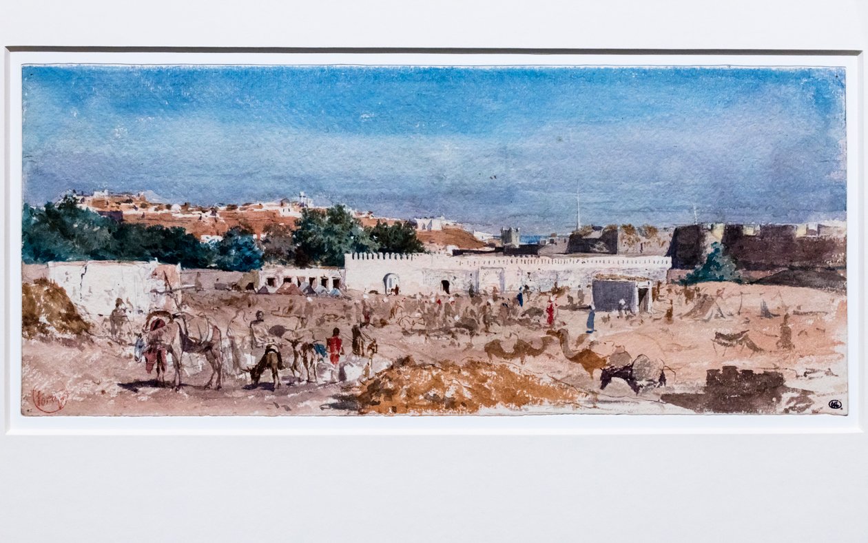Noord-Afrikaans landschap, na 1862 (aquarel over voorbereidende grafiettekening op dik velijnpapier) door Mariano Fortuny