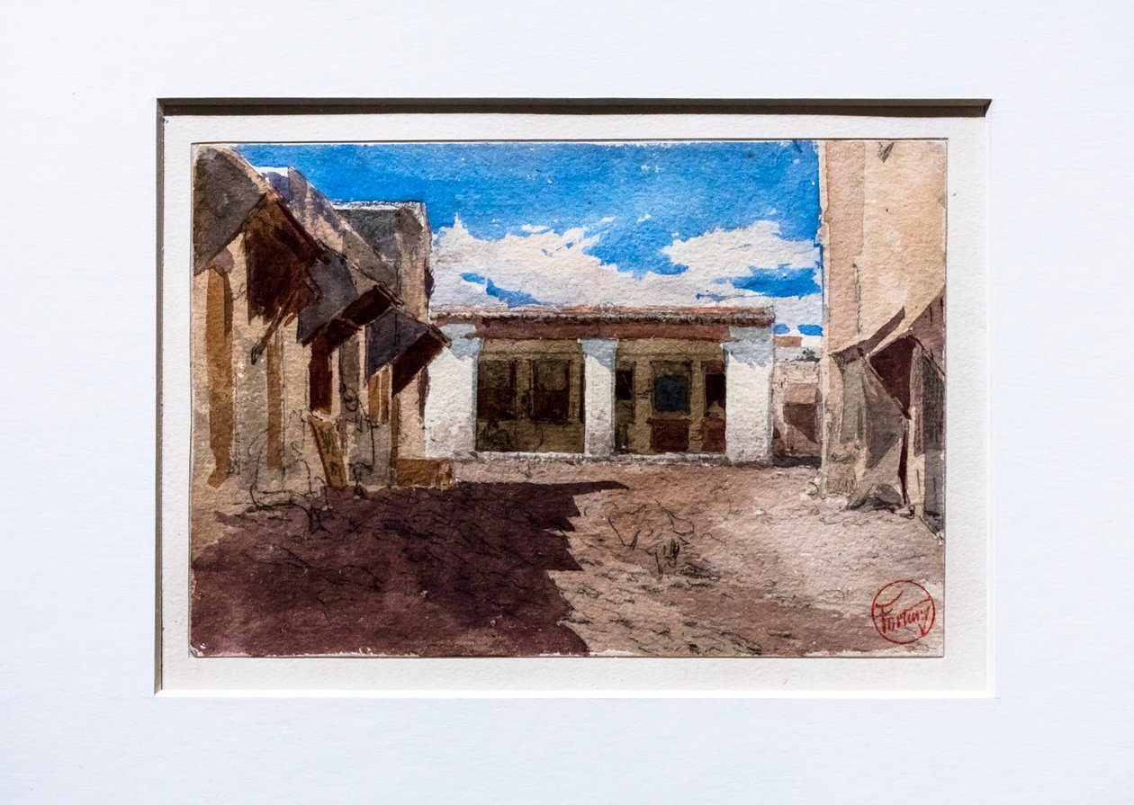 Winkelstraat in Marokko, circa 1862 (aquarel op papier) door Mariano Fortuny