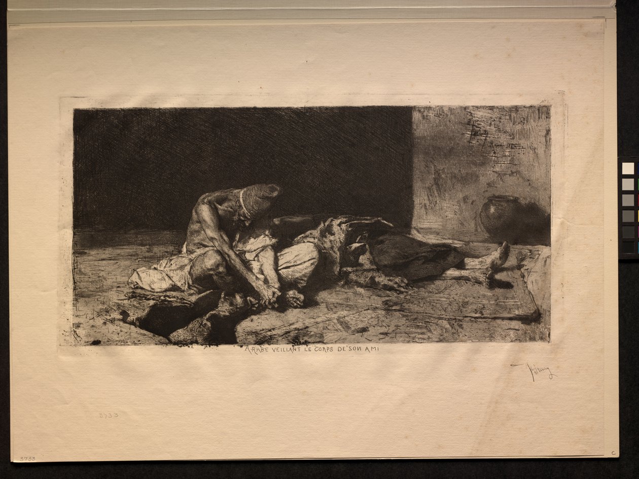 Arabe veillant le corps de son ami, 1866 door Mariano Fortuny y Carbó