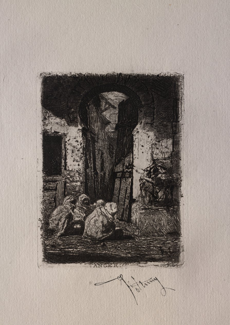 Tanger, Zittende Arabieren door Mariano Fortuny y Carbó
