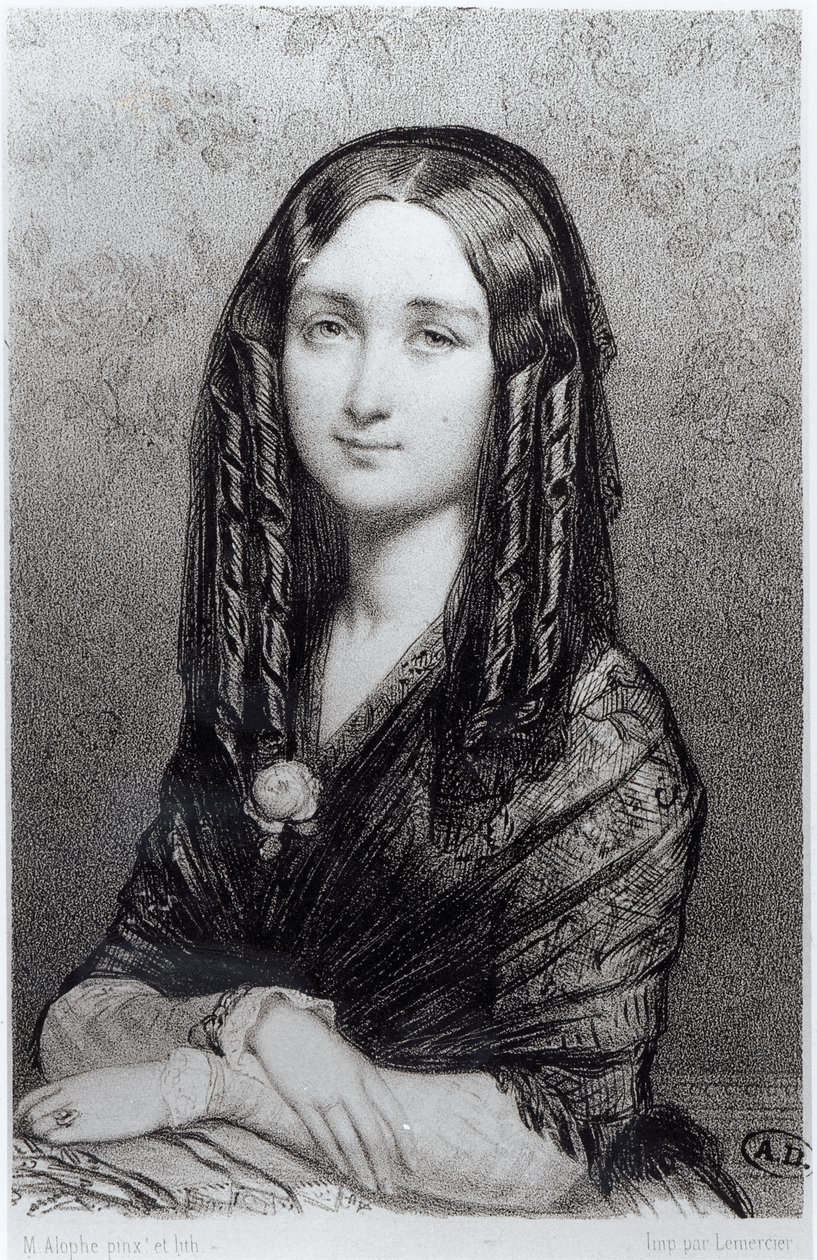 Portret van Louise Colet, 1844 door Marie Alexandre Alophe