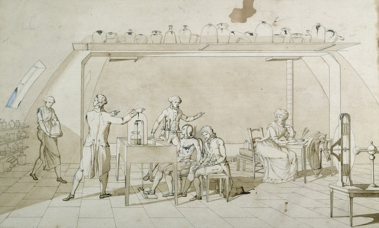 Antoine Lavoisier (1743-94) en zijn experimenten met ademhaling door Marie Anne Pierrette Lavoisier