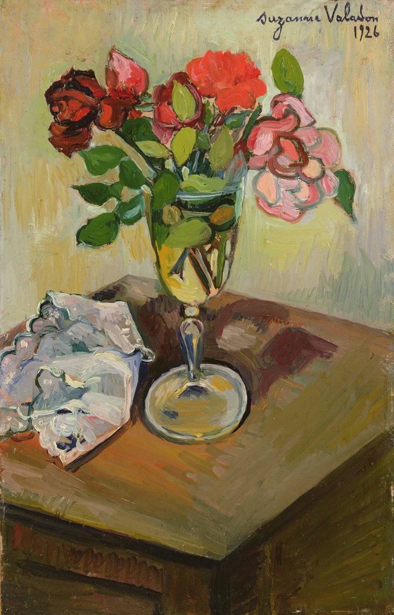 Rozen in een glas, 1926 door Marie Clementine (Suzanne) Valadon